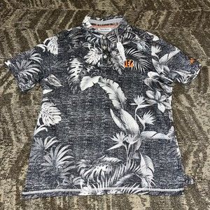 NWT Tommy Bahama x NFL Cincinnati Bengals Tropical Floral Polo Shirt Medium Pima